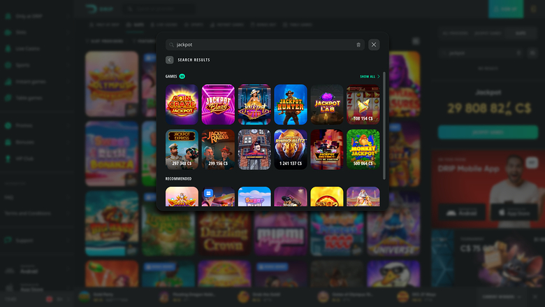 Drip Casino — Jackpot games