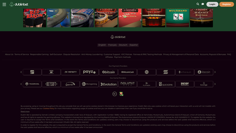 DublinBet Casino — Games by studio