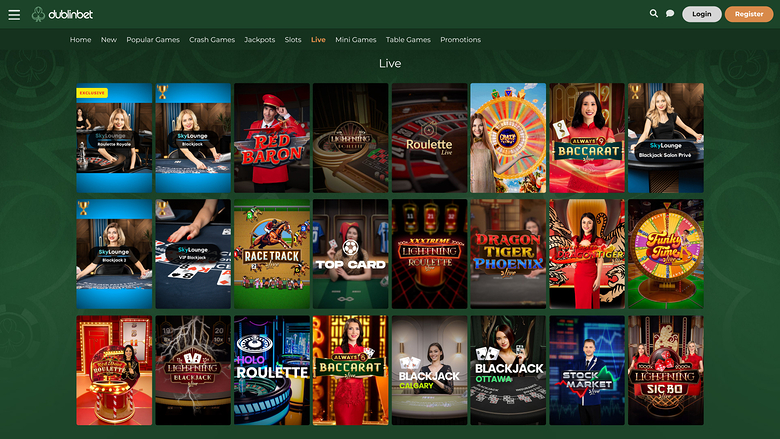 DublinBet Casino — Live dealer lobby