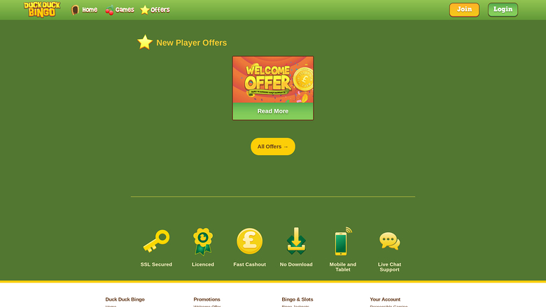 Duck Duck Bingo — Promotions page