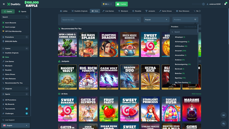 Duelbits Casino — Games by studio