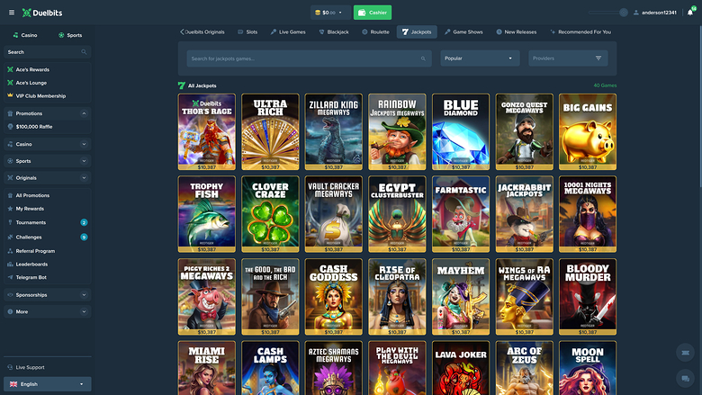 Duelbits Casino — Jackpot games