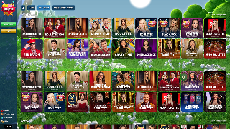 Duelz Casino — Live dealer lobby