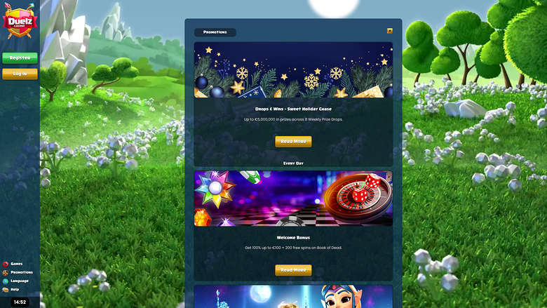 Duelz Casino — Promotions page