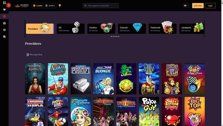 Dukes Casino — Games by studio