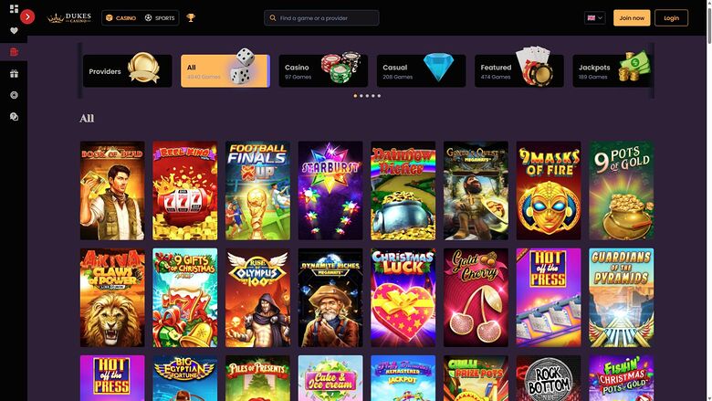 Dukes Casino — Games lobby