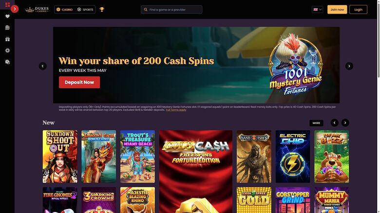 Dukes Casino — Homepage