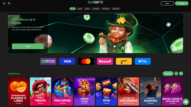 DuoBetz Casino — Homepage
