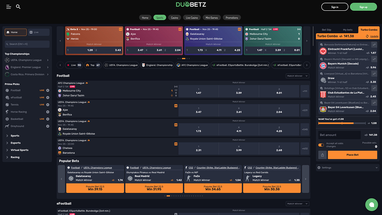 DuoBetz Casino — Sportsbook