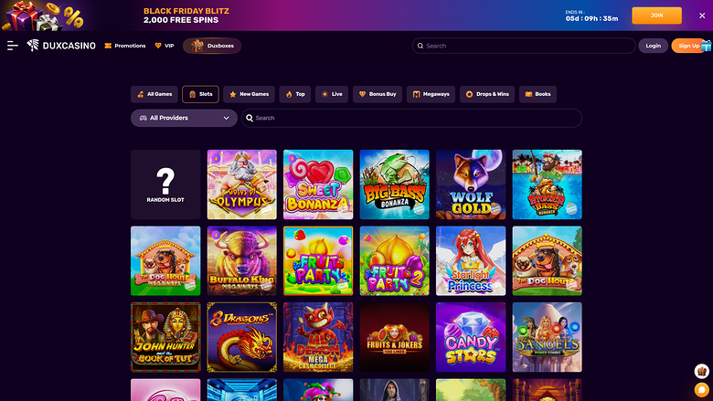 Dux Casino — Games lobby
