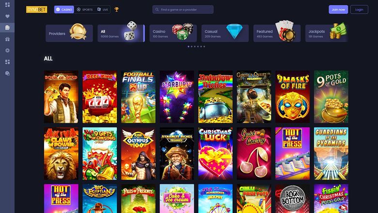 DynoBet Casino — Games lobby