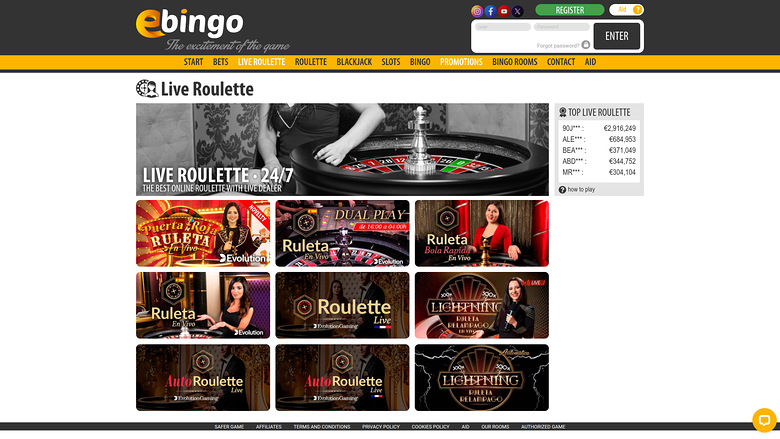 EBINGO — Live dealer lobby