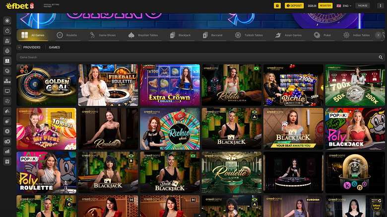 efbet — Live dealer lobby