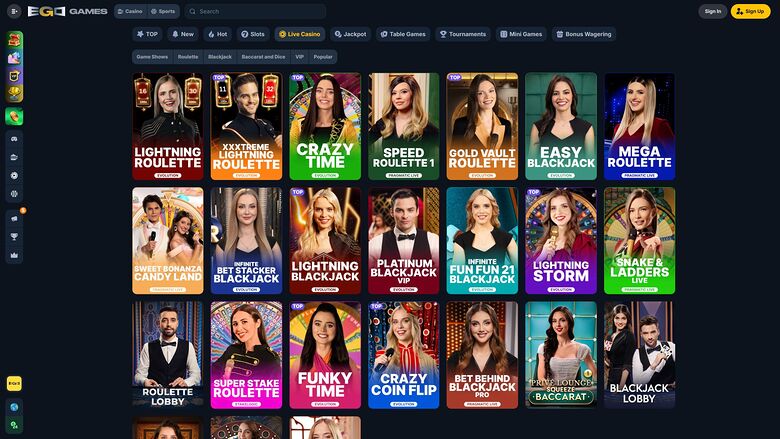 Ego Games Casino — Live dealer lobby