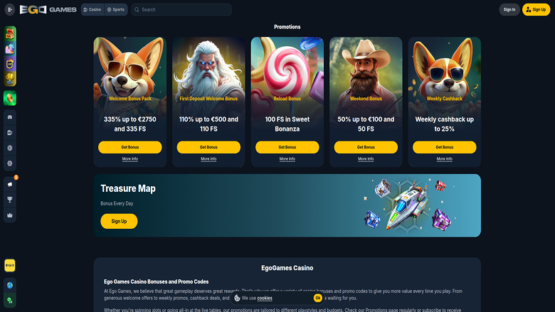 Ego Games Casino — Promotions page