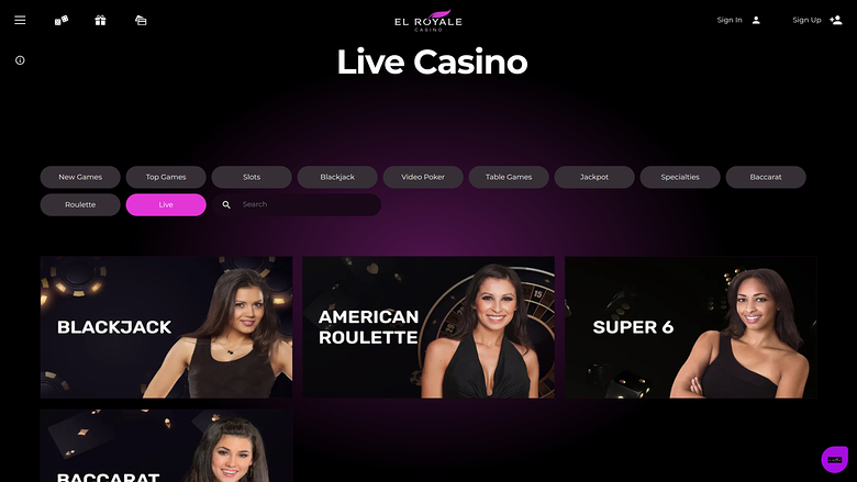 El Royale Casino — Live dealer lobby