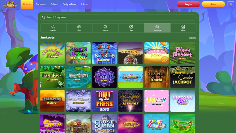 Elf Bingo Casino — Jackpot games