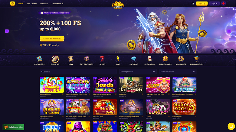 Emperia Casino — Games lobby