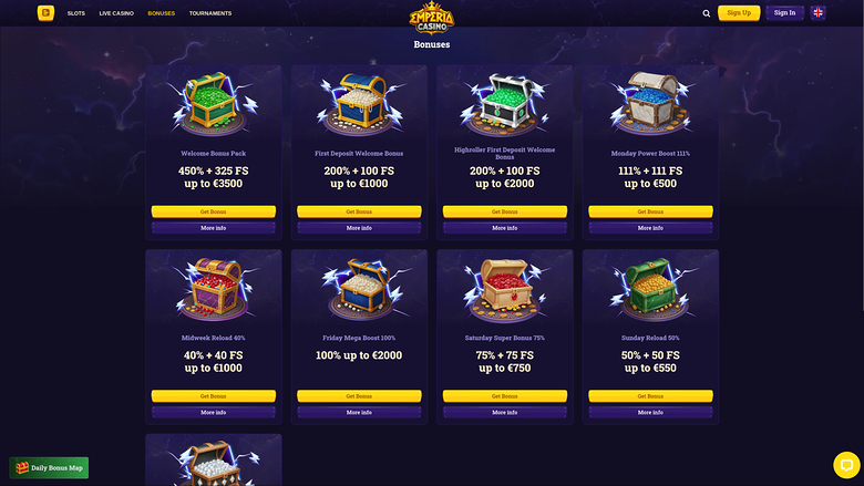 Emperia Casino — Promotions page