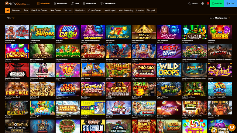 Emu Casino — Games lobby