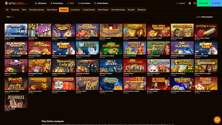 Emu Casino — Jackpot games