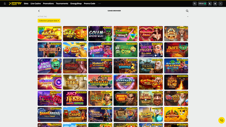 Energy Casino — Jackpot games