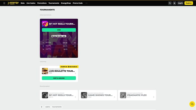 Energy Casino — Tournaments