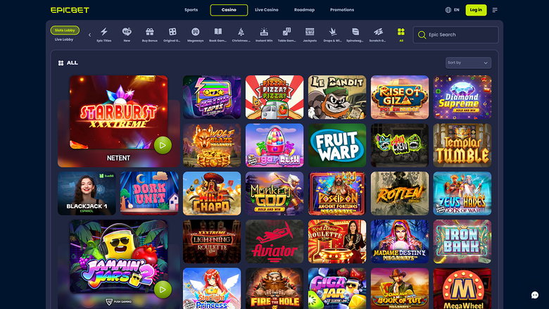 EpicBet Casino — Games lobby