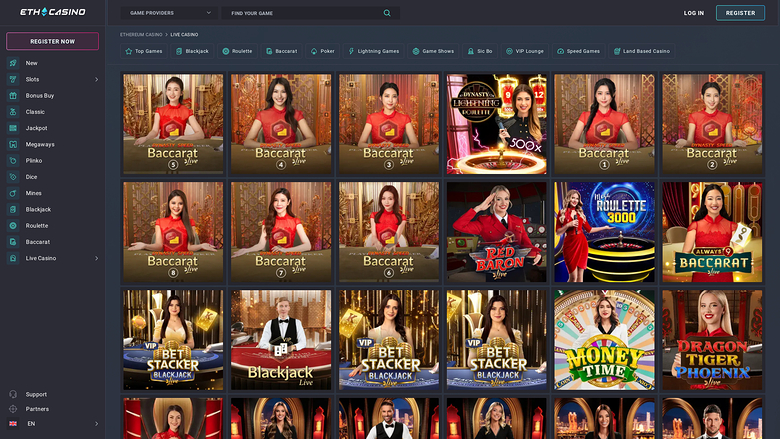 ETH Casino — Live dealer lobby