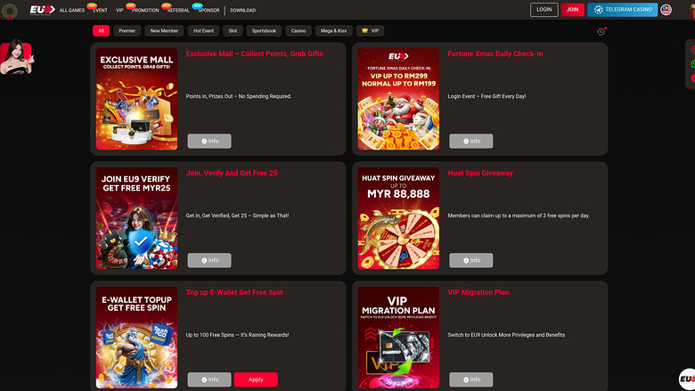 EU9 Casino — Promotions page