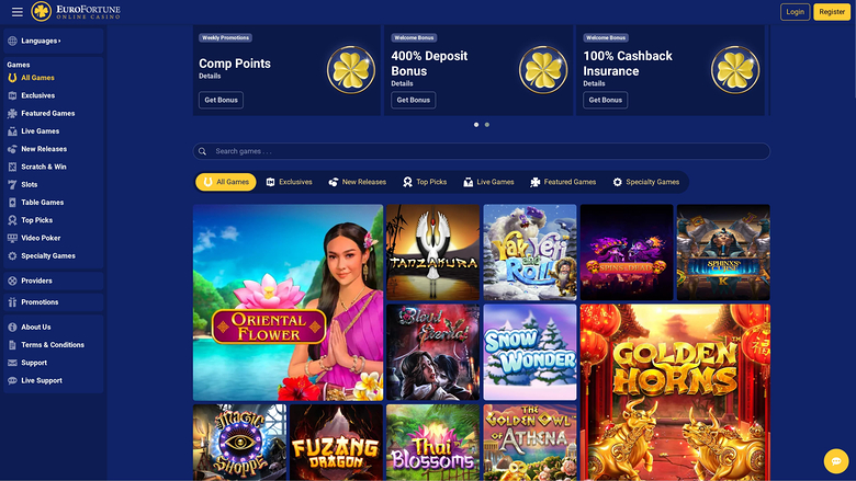 EuroFortune Casino — Homepage