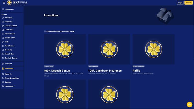 EuroFortune Casino — Promotions page