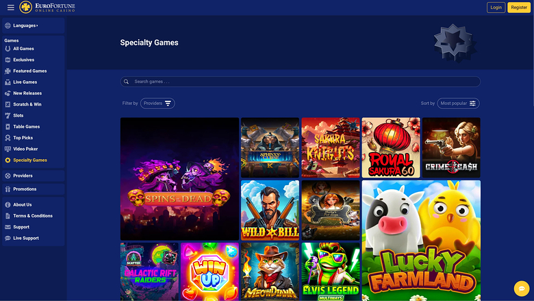 EuroFortune Casino — Games lobby