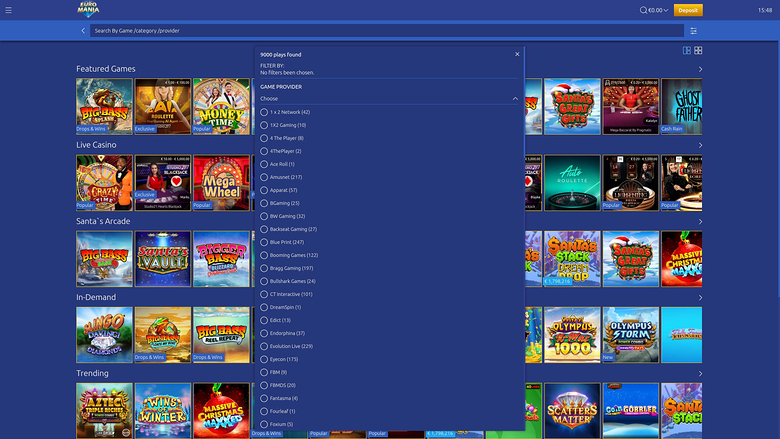 EuroMania Casino — Games by studio