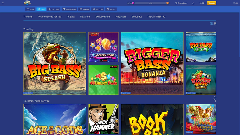 EuroMania Casino — Games lobby