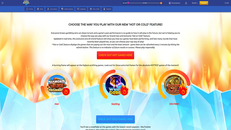 EuroMania Casino — Hotncold destkop
