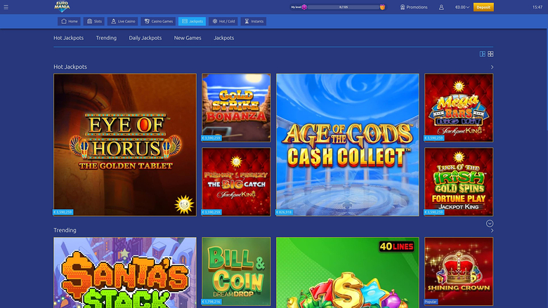 EuroMania Casino — Jackpot games