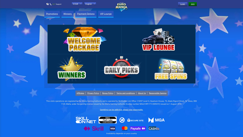 EuroMania Casino — Promotions page