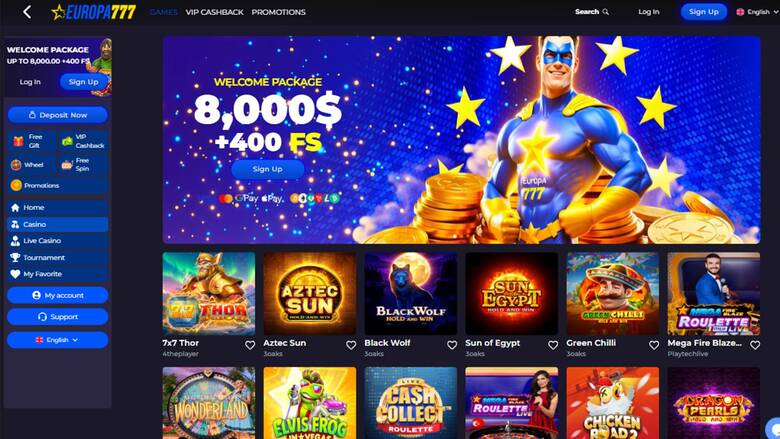 Europa777 Casino — Games lobby