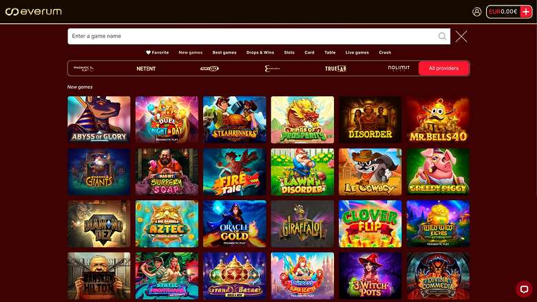Everum Casino — Games lobby