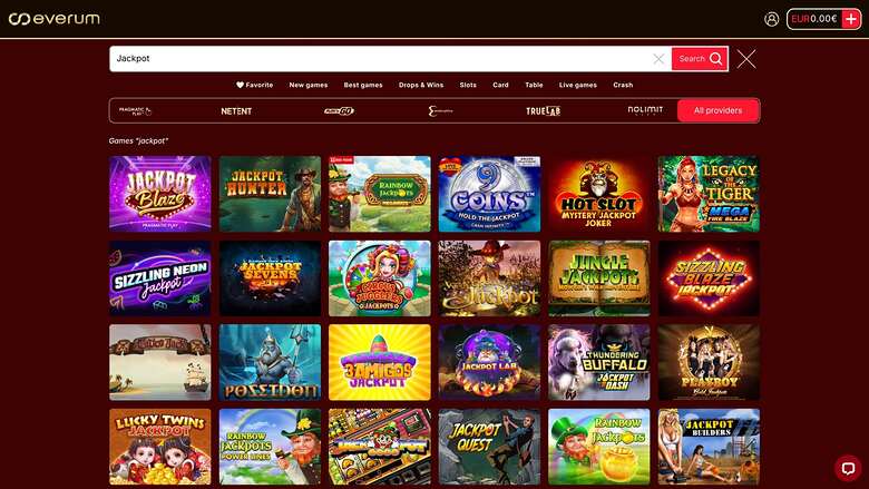 Everum Casino — Jackpot games