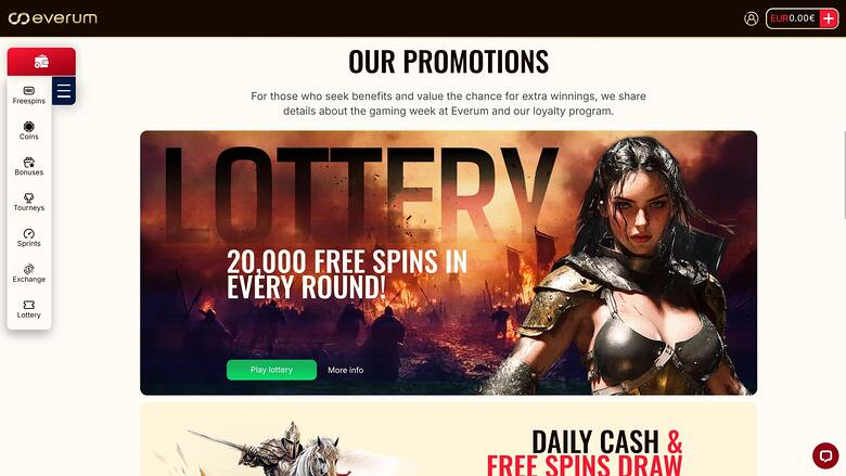 Everum Casino — Promotions page