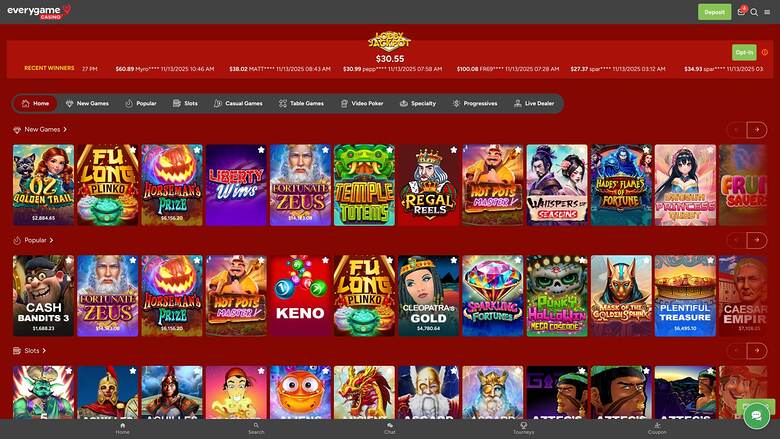 Everygame Casino — Games lobby