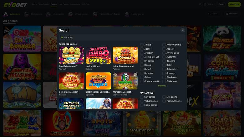Evobet Casino — Jackpot games