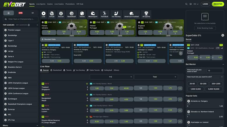 Evobet Casino — Sportsbook