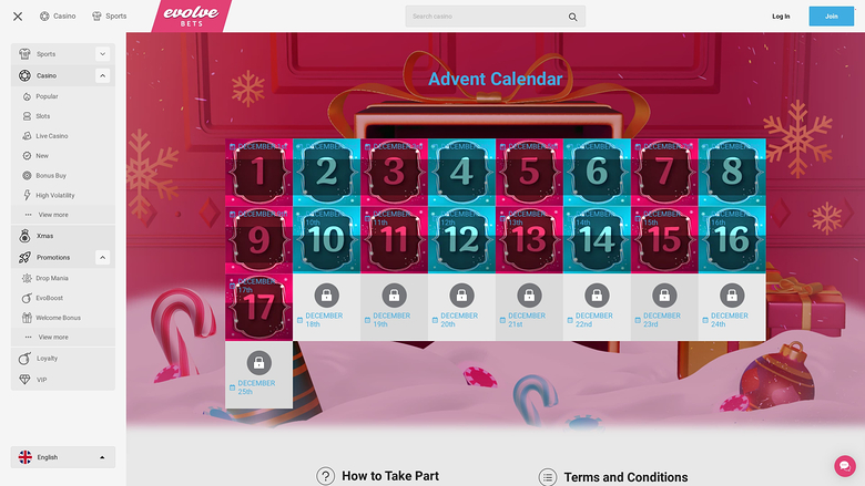 Evolve Casino — Advent calendar