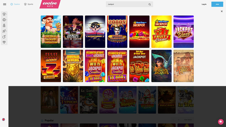 Evolve Casino — Jackpot games