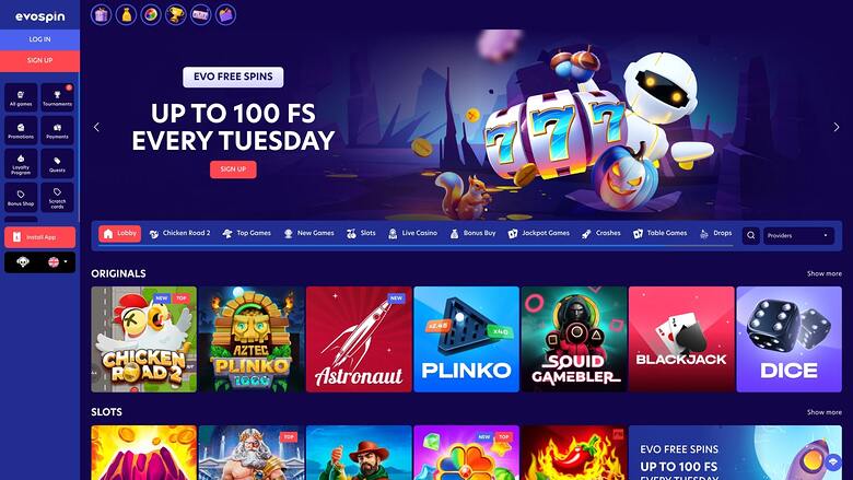 EvoSpin Casino — Homepage