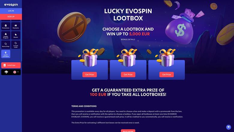EvoSpin Casino — Lucky lootbox
