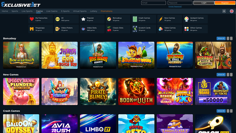 Exclusive Bet Casino — Games lobby